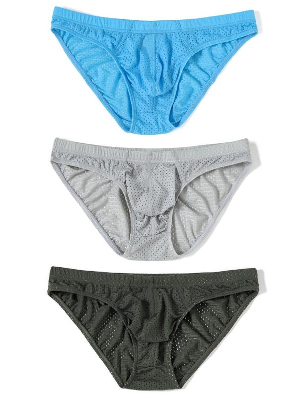 Men's Solid Color Breathable Comfortable Briefs, Casual Comfy Underwear for Daily Wear, Men's Underwear for All Seasons