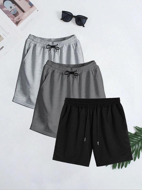 Men's Plain Drawstring Pocket Shorts, Summer Clothes, Loose Casual Shorts for Summer, Shorts for Men, Men's Back To School Bottoms for Daily Wear, Menswear