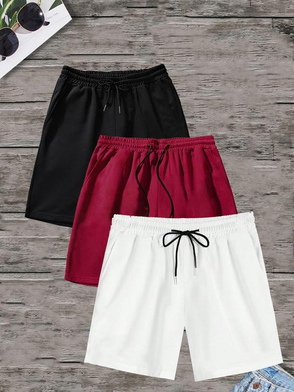 Men's Plain Drawstring Pocket Shorts, Summer Clothes, Loose Casual Shorts for Summer, Shorts for Men, Men's Back To School Bottoms for Daily Wear, Menswear