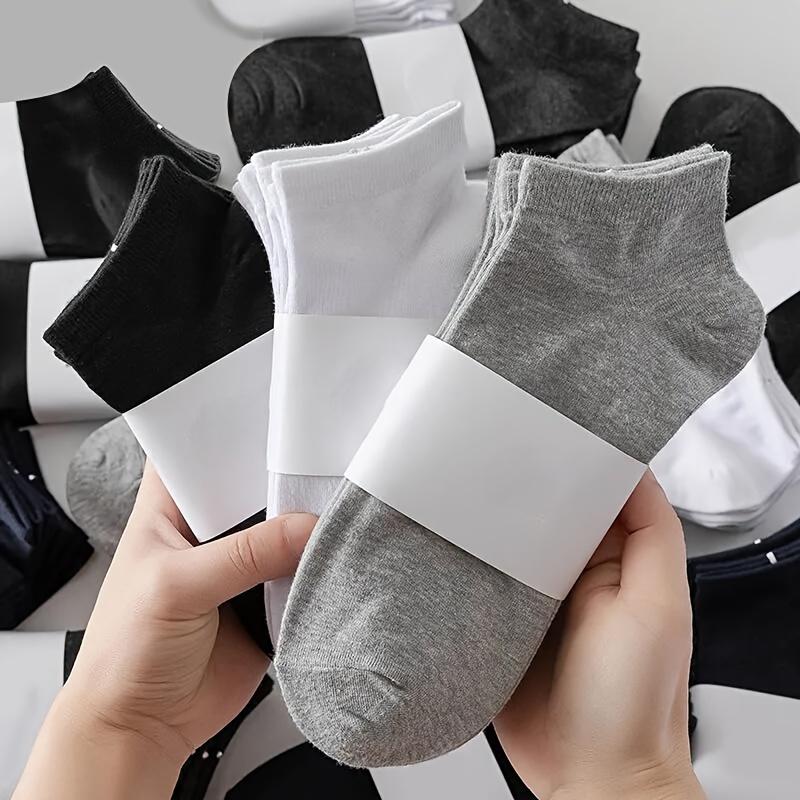 20 Pairs Of Men's Solid Low Cut Ankle Socks, Anti Odor & Sweat Absorption Breathable Socks, For All Seasons Wearing Menswear Underwear  Plain Beige