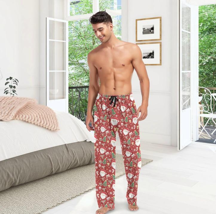 Christmas Santa Claus Tree Mens Pajama Pants Lounge Men's Pajama Bottoms Soft Sleep Pants With Pockets