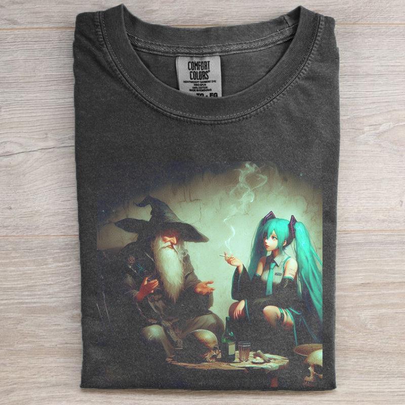 Hatsune Miku and Wizard Smoke Retro Fantasy Movies Graphic Funny Comfort Colors Shirt Sweatshirt, Hoodie, Comfort Colors