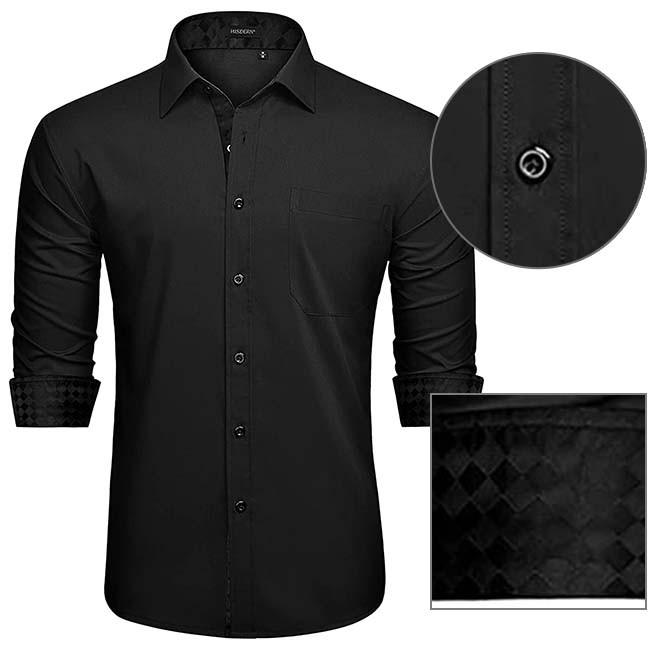 Mens Business Dress Shirts Long Sleeve Casual Button Down Shirt Formal Inner Collar Contrast Shirt for Men Wedding formal shirt