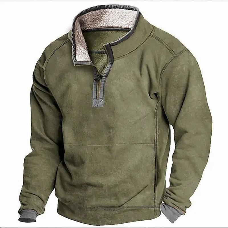 2024 New Pattern Print Casual Polo Collar Zip Men's Sweater winter coat