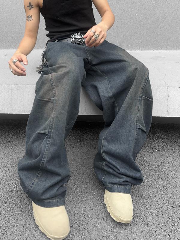 Wide Leg Jeans Hip Hop Baggy Denim Pants Y2k Streetwear Jeans