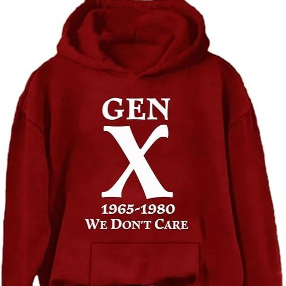 Gen X 1965-1980 We Don't Care Hoodie Gen X We Don't Care Hoodie Graphic Casual Street Style Long Sleeve Pullover Fleece Hoodie Unisex For Men For Women Perfect Gift