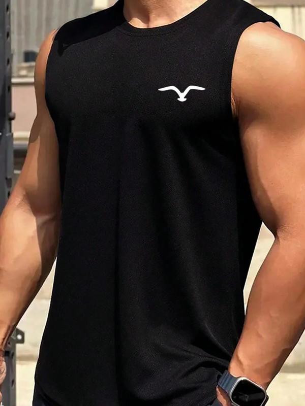 Men's Regular Fit Eagle Print Round Neck Tank Top, Casual Sleeveless Crew Neck Top for Summer, Fashion Men's Clothes for Daily Wear