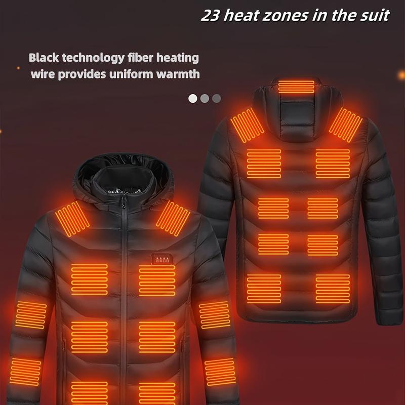 Mens Heated Jacket 23 Heating Zones Windproof USBPowered Coat Ideal for Outdoor Activities Cycling Skiing