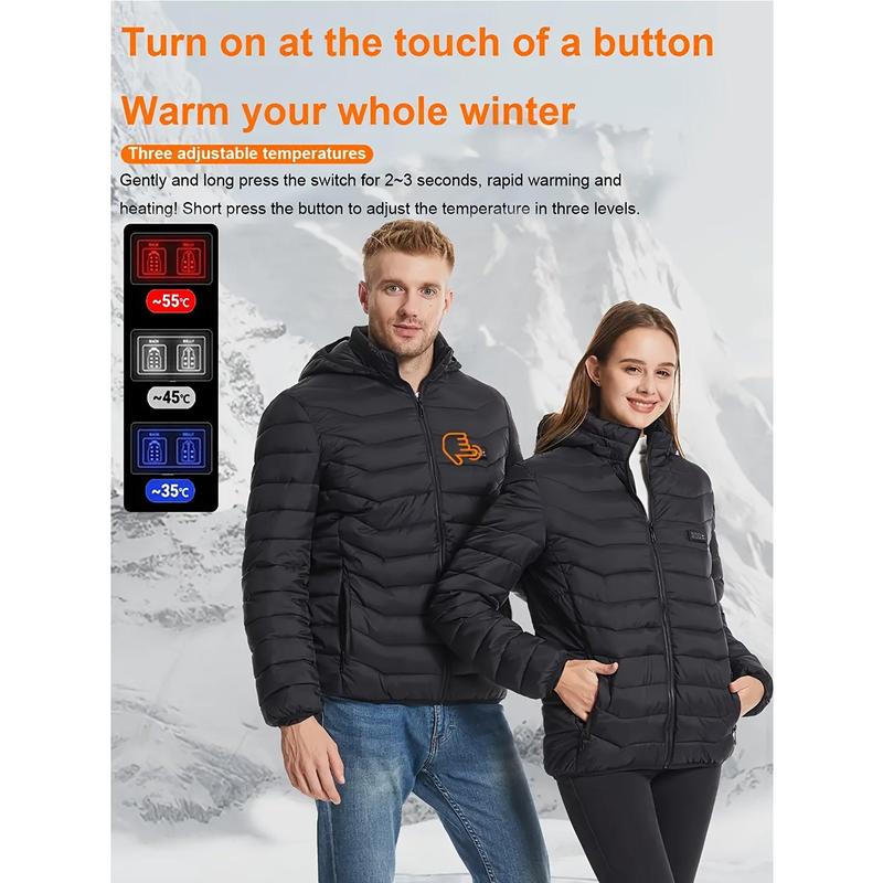 Merry Christmas Sale Winter Thermal Rechargeable 9 Heated Jacket for Men  Fleece Material for Outdoor Activities  Self Warming Heated Apparel with Heated Hoodie Heated Insoles and Heated Hats  Cozy Comfort