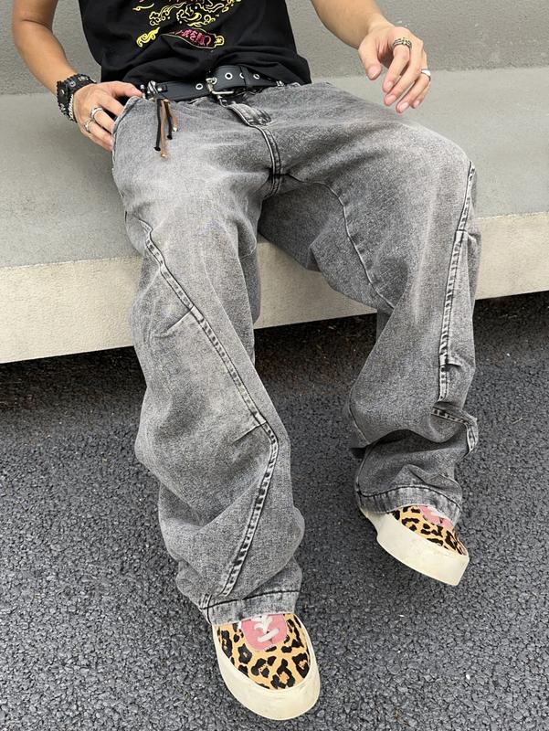 Wide Leg Jeans Hip Hop Baggy Denim Pants Y2k Streetwear Jeans