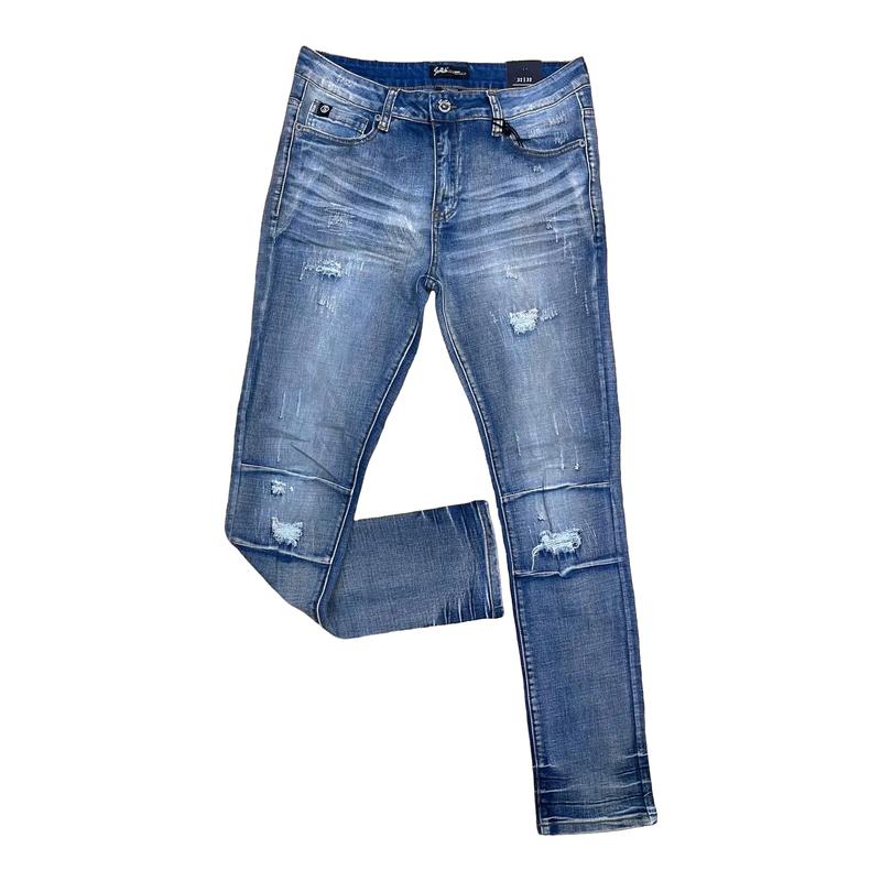 SS4657 - Premium Washed Ripped Slim-Fit Stretch Jeans men jean