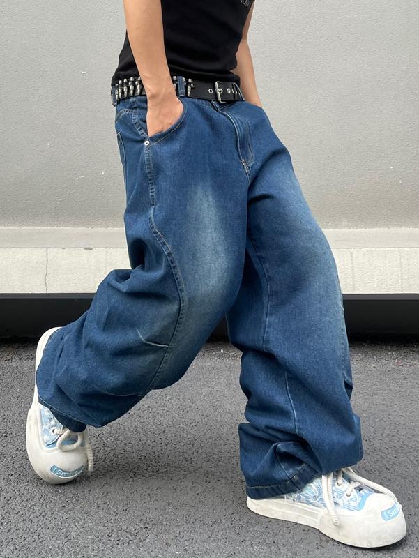 Wide Leg Jeans Hip Hop Baggy Denim Pants Y2k Streetwear Jeans