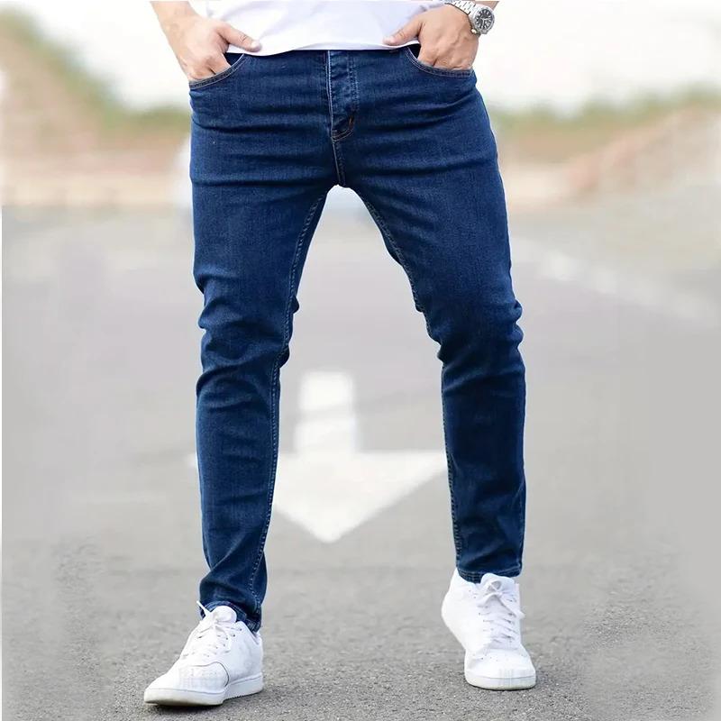 New Men Stretch Skinny Jeans Fashion Casual Slim Fit Denim Trousers White Black Blue Pants Male Brand Clothes size 27-36