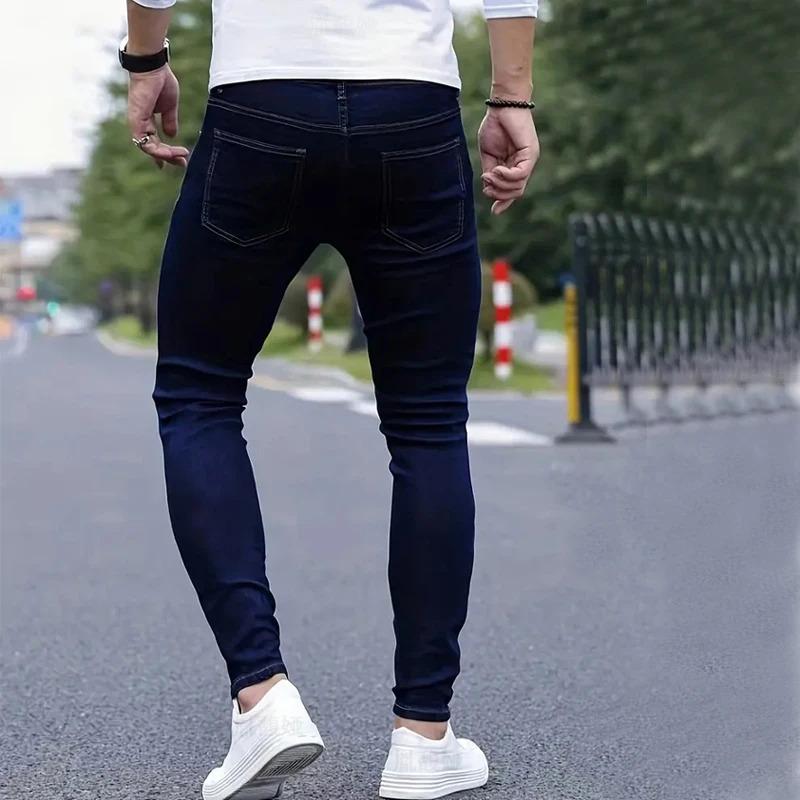 New Men Stretch Skinny Jeans Fashion Casual Slim Fit Denim Trousers White Black Blue Pants Male Brand Clothes size 27-36