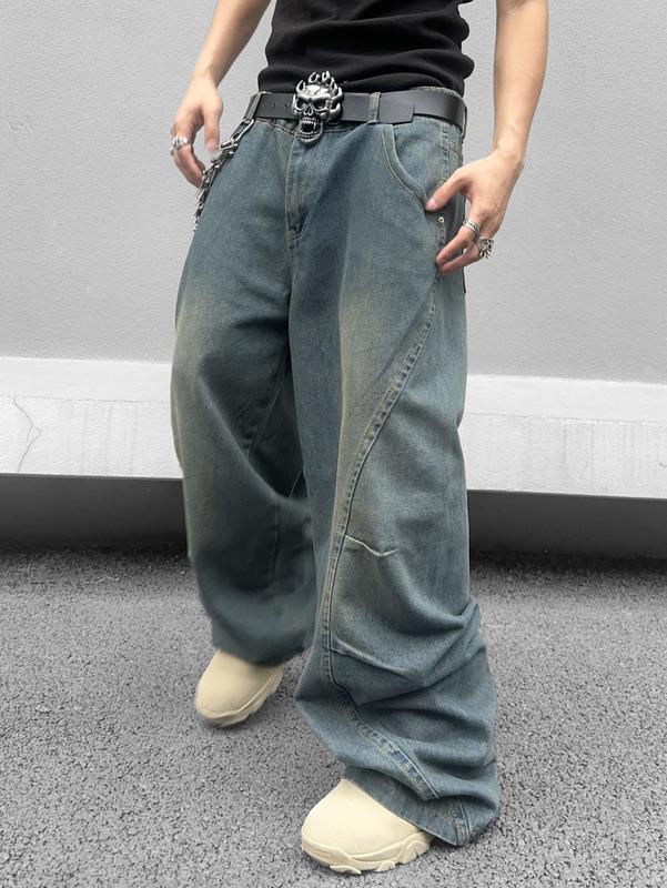 Wide Leg Jeans Hip Hop Baggy Denim Pants Y2k Streetwear Jeans