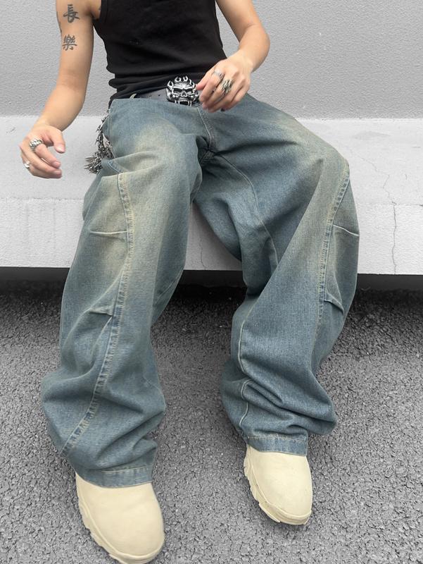 Wide Leg Jeans Hip Hop Baggy Denim Pants Y2k Streetwear Jeans