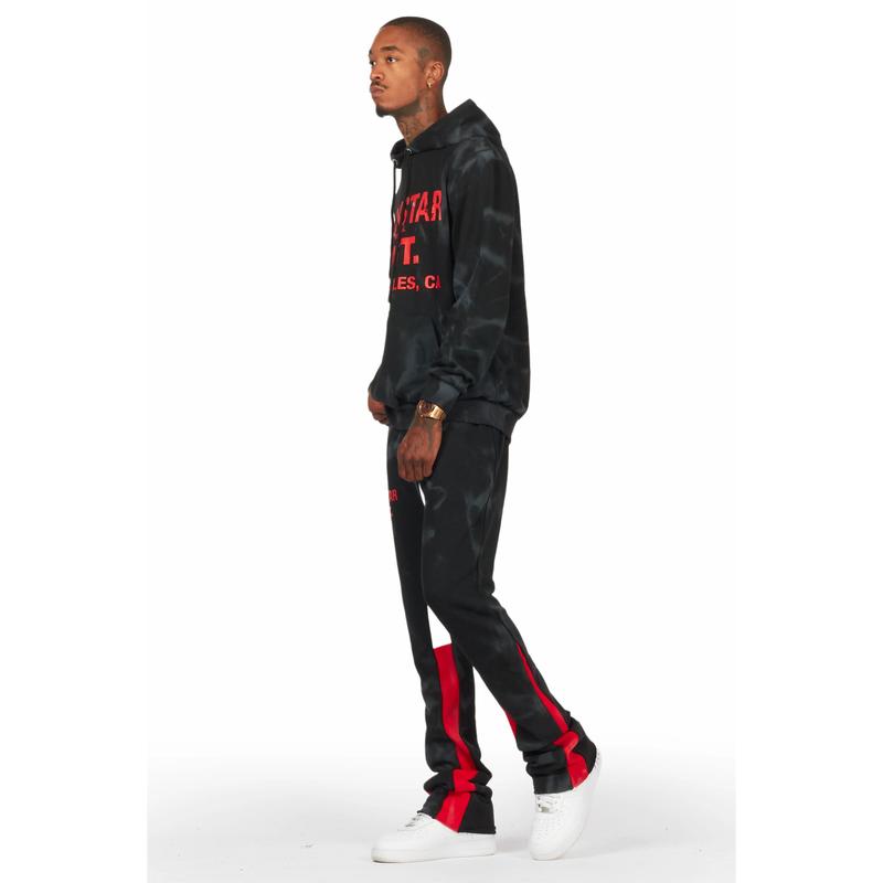 Nelly Black Red Hoodie Stacked Flare Track Set