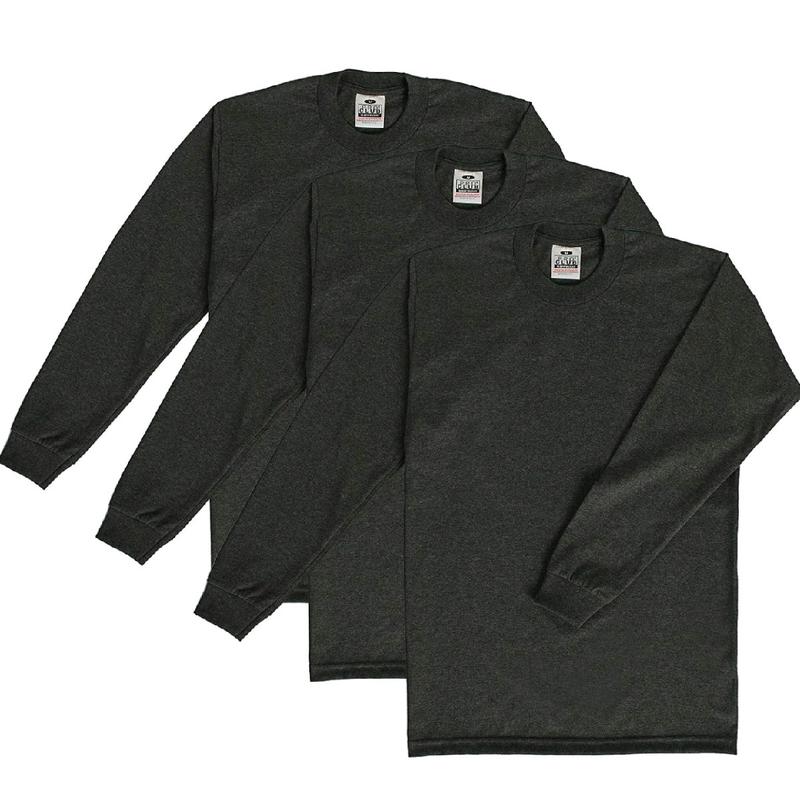 Proclub 3PK  Heavyweight Long Sleeve Shirt for Men - Menswear, Top Crewneck