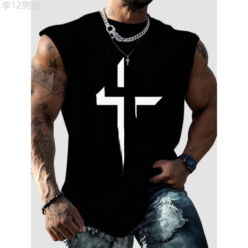 Men's Comfy Bull Print Graphic Design Tank Top, Casual Sleeveless Shirt for Summer, Relaxed Fit Vest Top Fabric Menswear