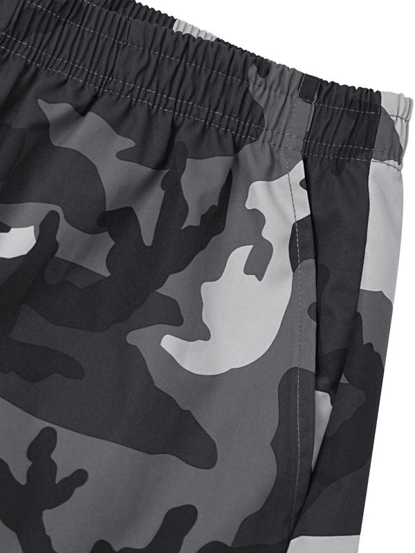 Men's Camo Print Pocket Elastic Waist Shorts, Summer Clothes, Regular Fit Casual Soft Comfy Straight Leg Shorts for Summer, Streetwear, Fashion Men's Bottoms for Beach Vacation