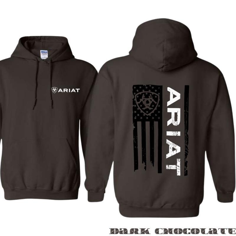 Ariat Hoodie - Classic American Flag Design with Bold Ariat Logo, Perfect for Western Lifestyle Enthusiasts, Comfortable Unisex T shirts, Sweatshirts, and Hoodies for Patriotic Style and Everyday Wear