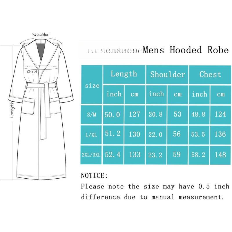 Mens Robe with Hood,Full Length Plush Robe for Men Thick Fleece Bathrobe