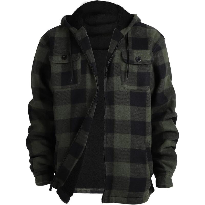 Hoodies for Men  Lined Heavyweight Flannel Jackets Fleece Plaid Winter Warm Coats