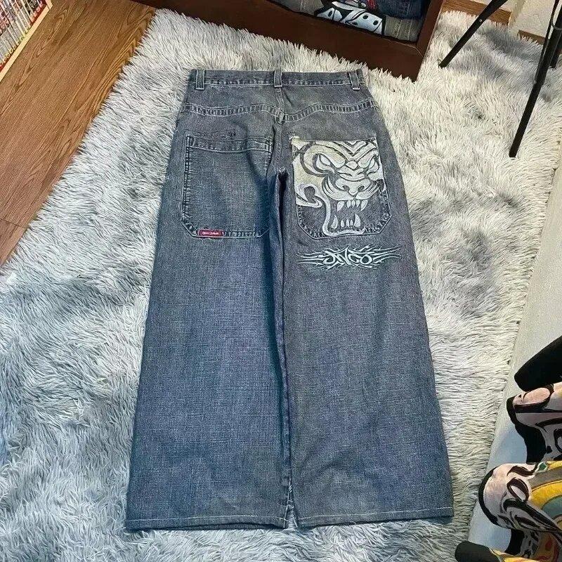 Loose Jeans Men Pattern Hip-Hop Street Harajuku Men Wide Leg Pants