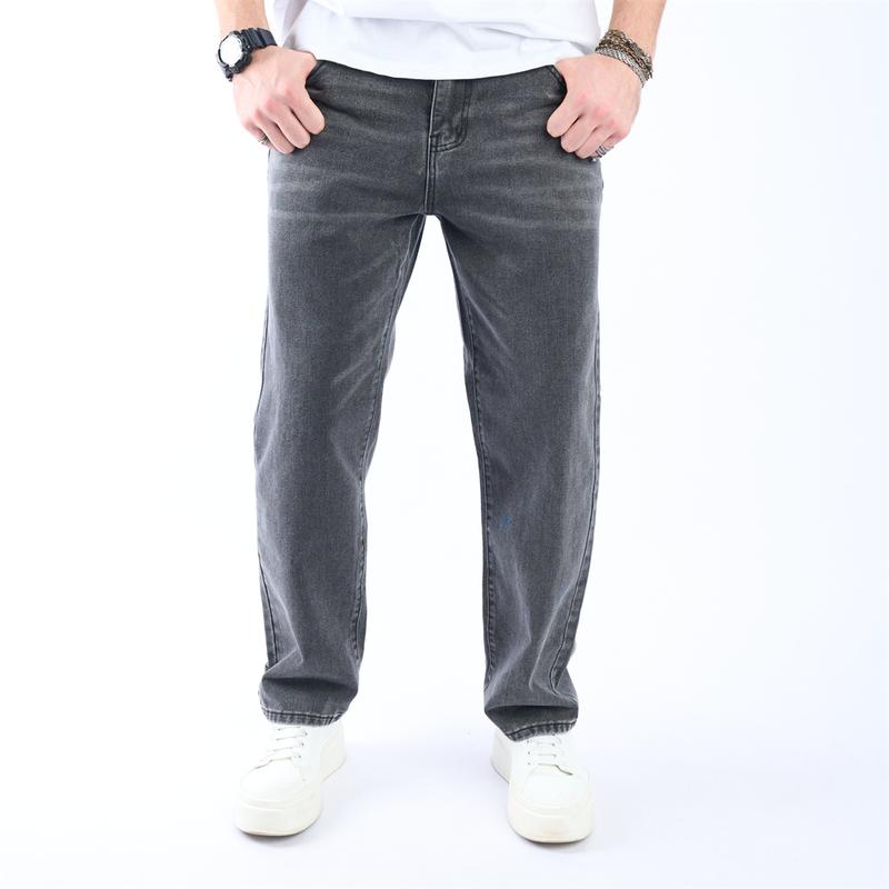 Men Simple Style Solid Loose Jeans Trousers Streetwear Good Quality Men's Casual Straight Denim Pants