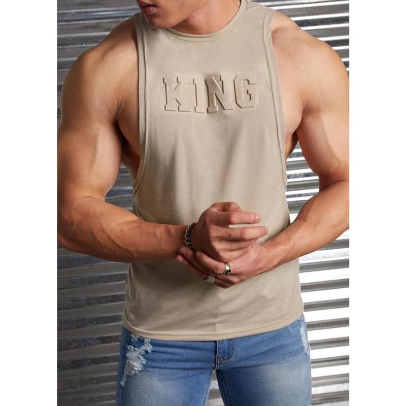 Men Letter Graphic Tank Top Round Neck Casual Menswear Sleeveless