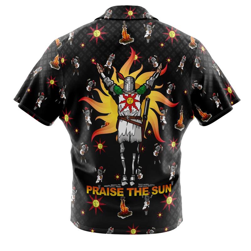 Praise The Sun Pattern Dark Souls Button Up Hawaiian Shirt