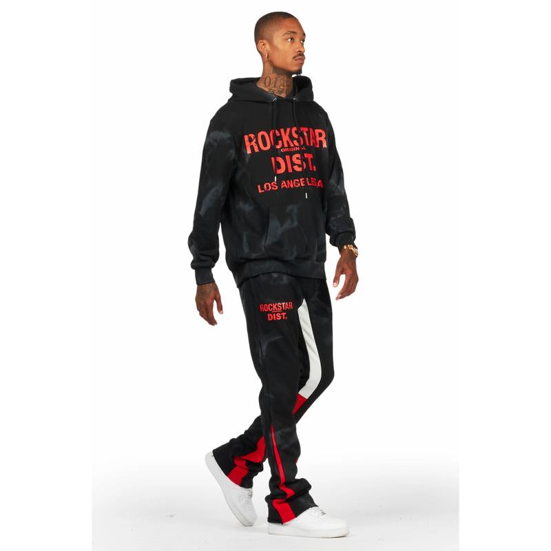 Nelly Black Red Hoodie Stacked Flare Track Set