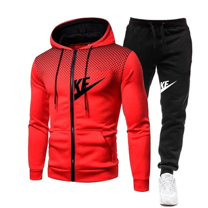 2024 New Men's Autumn Winter Sets Zipper Hoodie+Pants Pieces Casual Tracksuit Male Sportswear warm Clothing Sweat Suit