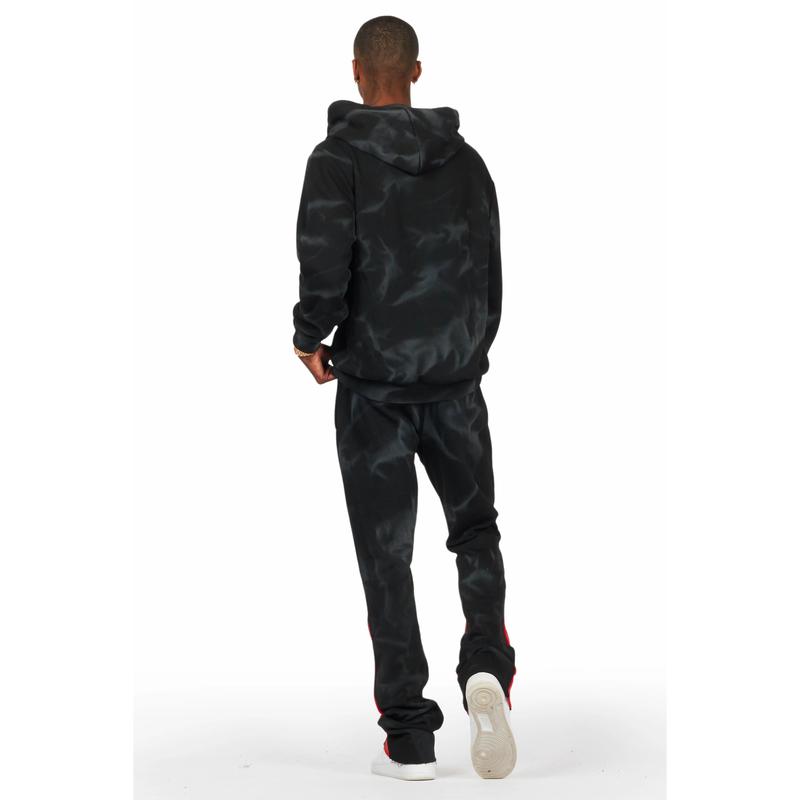 Nelly Black Red Hoodie Stacked Flare Track Set