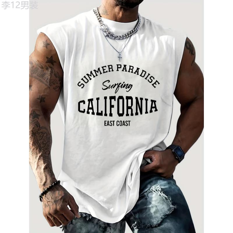 Men's Comfy Bull Print Graphic Design Tank Top, Casual Sleeveless Shirt for Summer, Relaxed Fit Vest Top Fabric Menswear