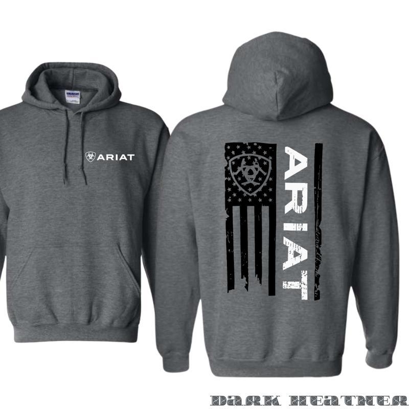 Ariat Hoodie - Classic American Flag Design with Bold Ariat Logo, Perfect for Western Lifestyle Enthusiasts, Comfortable Unisex T shirts, Sweatshirts, and Hoodies for Patriotic Style and Everyday Wear