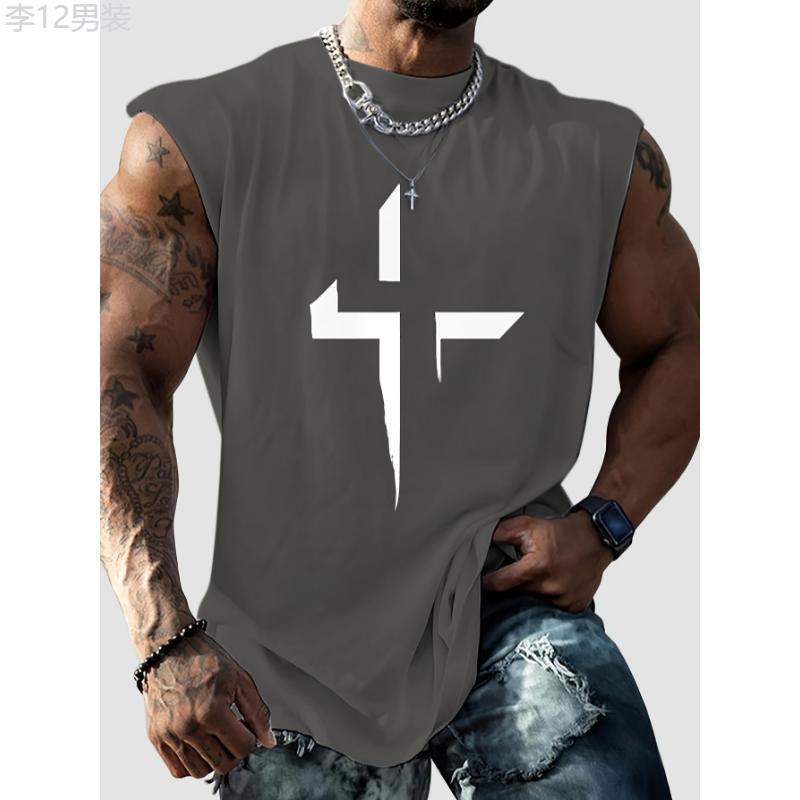 Men's Comfy Bull Print Graphic Design Tank Top, Casual Sleeveless Shirt for Summer, Relaxed Fit Vest Top Fabric Menswear