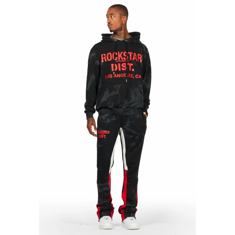 Nelly Black Red Hoodie Stacked Flare Track Set