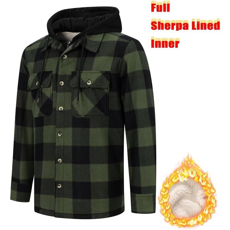 Hoodies for Men  Lined Heavyweight Flannel Jackets Fleece Plaid Winter Warm Coats