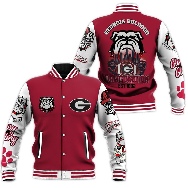 Georgia Bulldogs Ncaa New Bomber Baseball Jacket, Unisex Baseball Jacket, Bomber Jaket, Trendy Varsity Jacket, Christmas GiftExclusive unisex Bomber Baseball Jacket