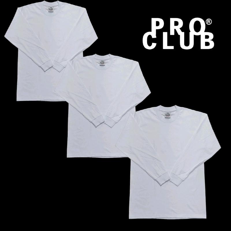 Proclub 3PK  Heavyweight Long Sleeve Shirt for Men - Menswear, Top Crewneck