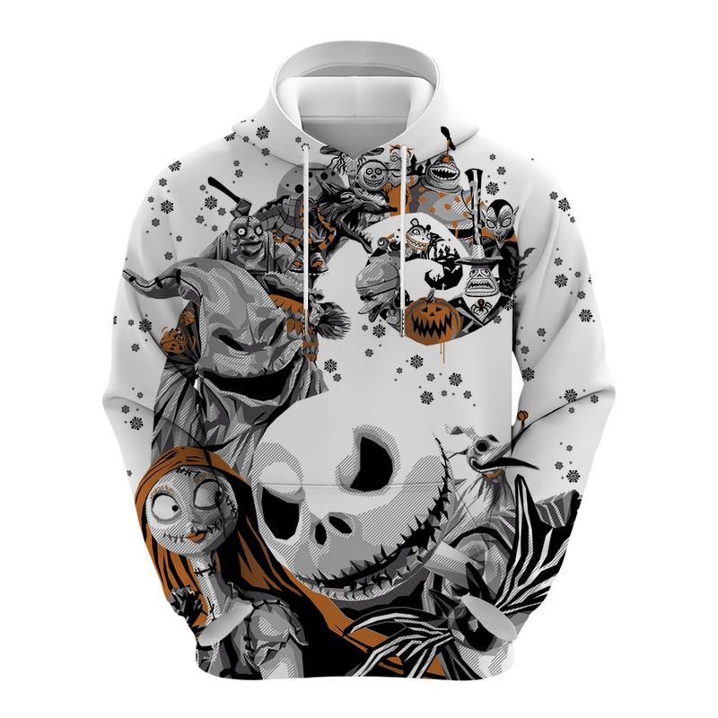 3D Print Nightmare Before Christmas Hoodie Pullover Hooded Fashion Sweatshirt with Pocket for Men Women