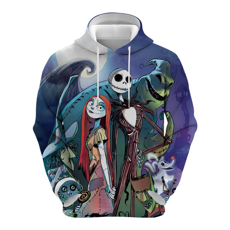 3D Print Nightmare Before Christmas Hoodie Pullover Hooded Fashion Sweatshirt with Pocket for Men Women