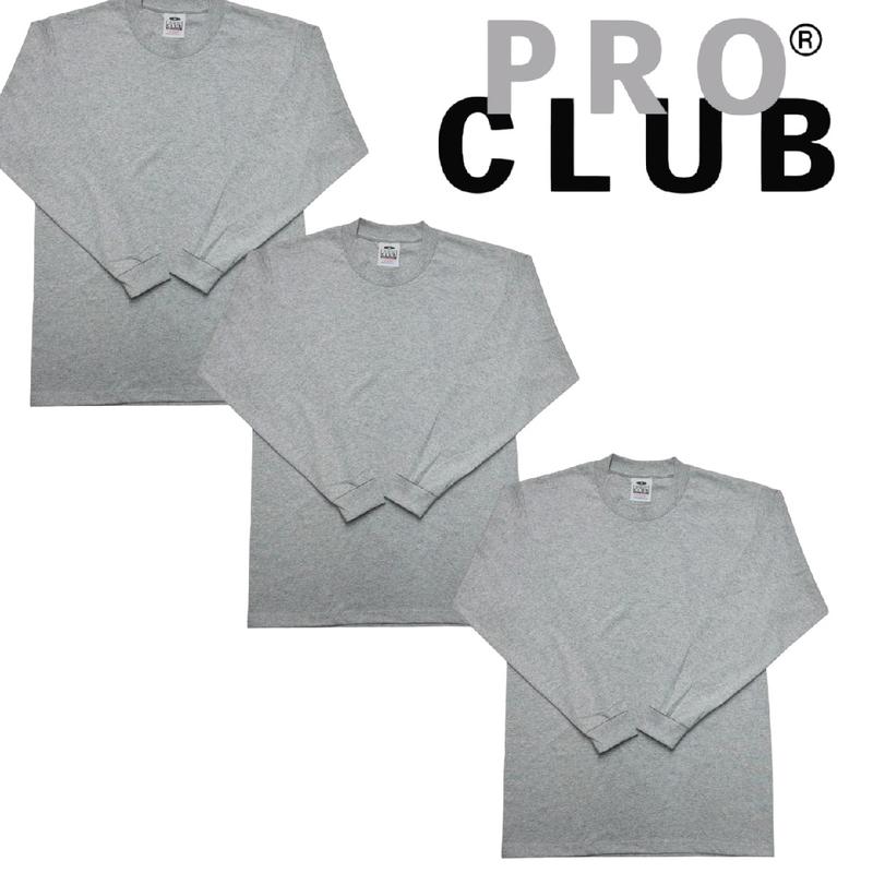 Proclub 3PK  Heavyweight Long Sleeve Shirt for Men - Menswear, Top Crewneck