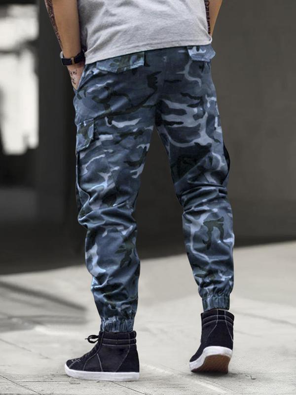 Men's Camo Print Letter Tape Cargo Pants, Casual Street Comfy Regular Fit Pants for Daily Wear, Men's Trousers for All Seasons