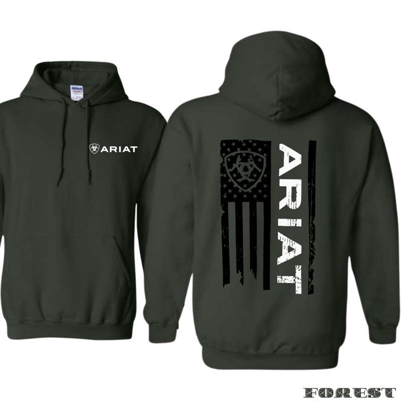 Ariat Hoodie - Classic American Flag Design with Bold Ariat Logo, Perfect for Western Lifestyle Enthusiasts, Comfortable Unisex T shirts, Sweatshirts, and Hoodies for Patriotic Style and Everyday Wear