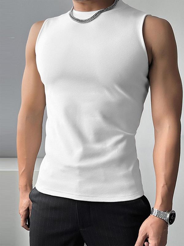 Men's Slim Mock Neck Tank Top, Casual Comfort Basic Sleeveless Tee for Summer, Menswear for Daily Wear, Streetwear, Please Purchase One Size Up