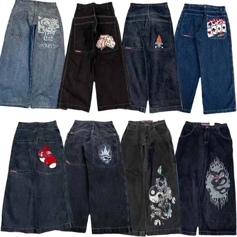 Loose Jeans Men Pattern Hip-Hop Street Harajuku Men Wide Leg Pants