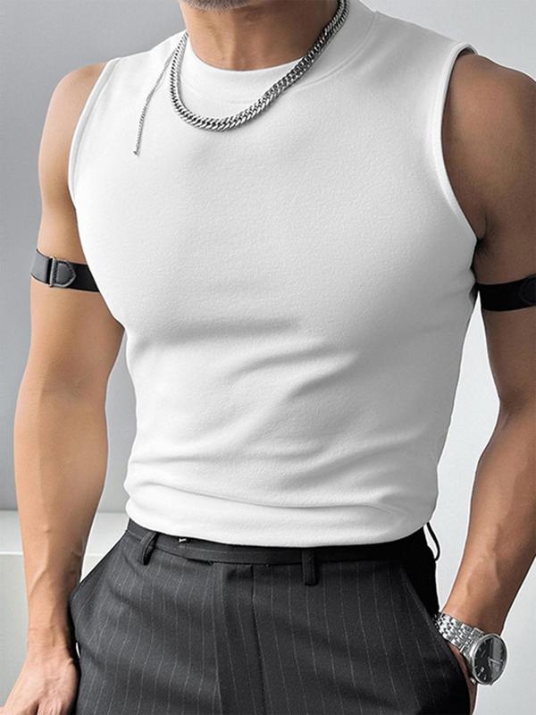 Men's Slim Mock Neck Tank Top, Casual Comfort Basic Sleeveless Tee for Summer, Menswear for Daily Wear, Streetwear, Please Purchase One Size Up