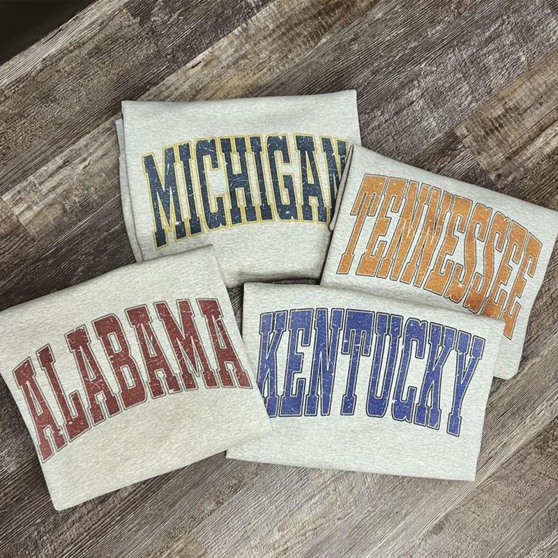 Distressed Varsity College Sweatshirt, Color Ash Grey Unisex Classic Cotton